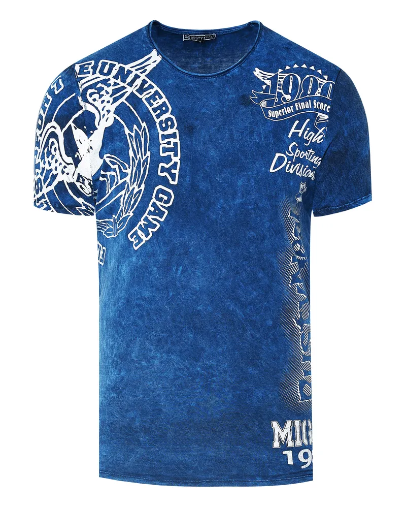 Rusty Neal Acid-washed T-Shirt mit Prints - Marineblau Marineblau