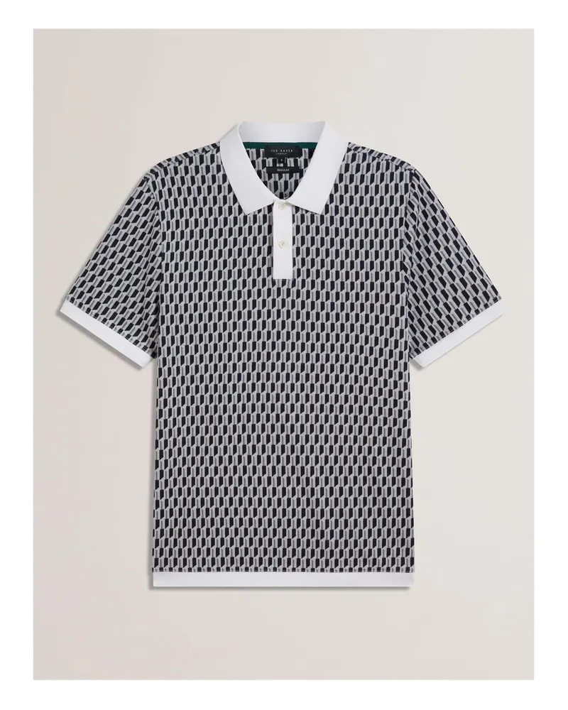 Ted Baker Herren  Geo Regular Fit Polo-Shirt in Mittelblau Blau