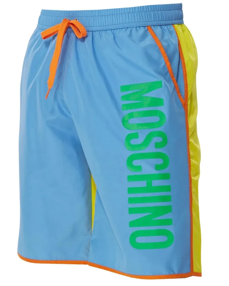 Moschino Blaue Badeshorts im Farbblockdesign von Blau