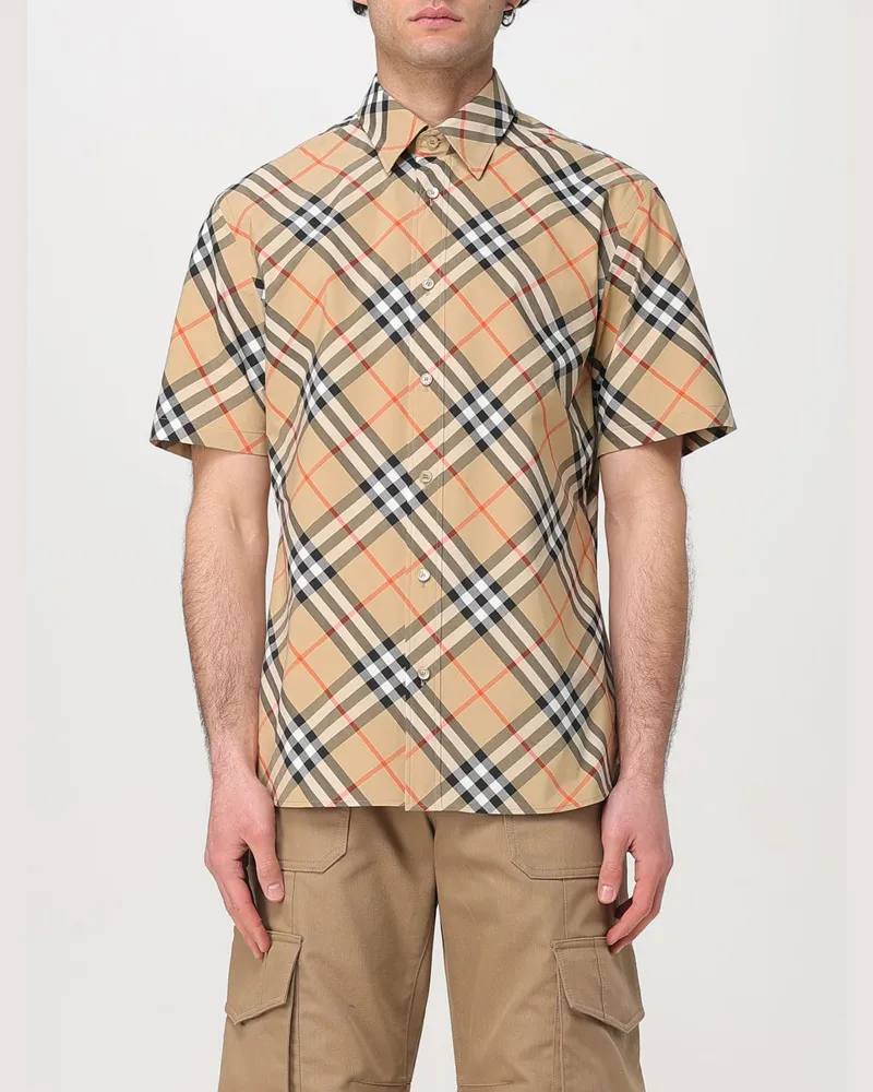 Burberry Kurzarm Baumwollhemd Beige