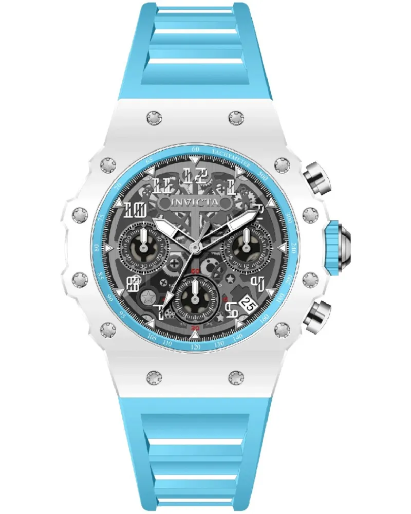 Invicta Racing 69621 Herrenuhr, Quarzwerk, Acrylgehäuse, 40 mm - Weiß Weiß