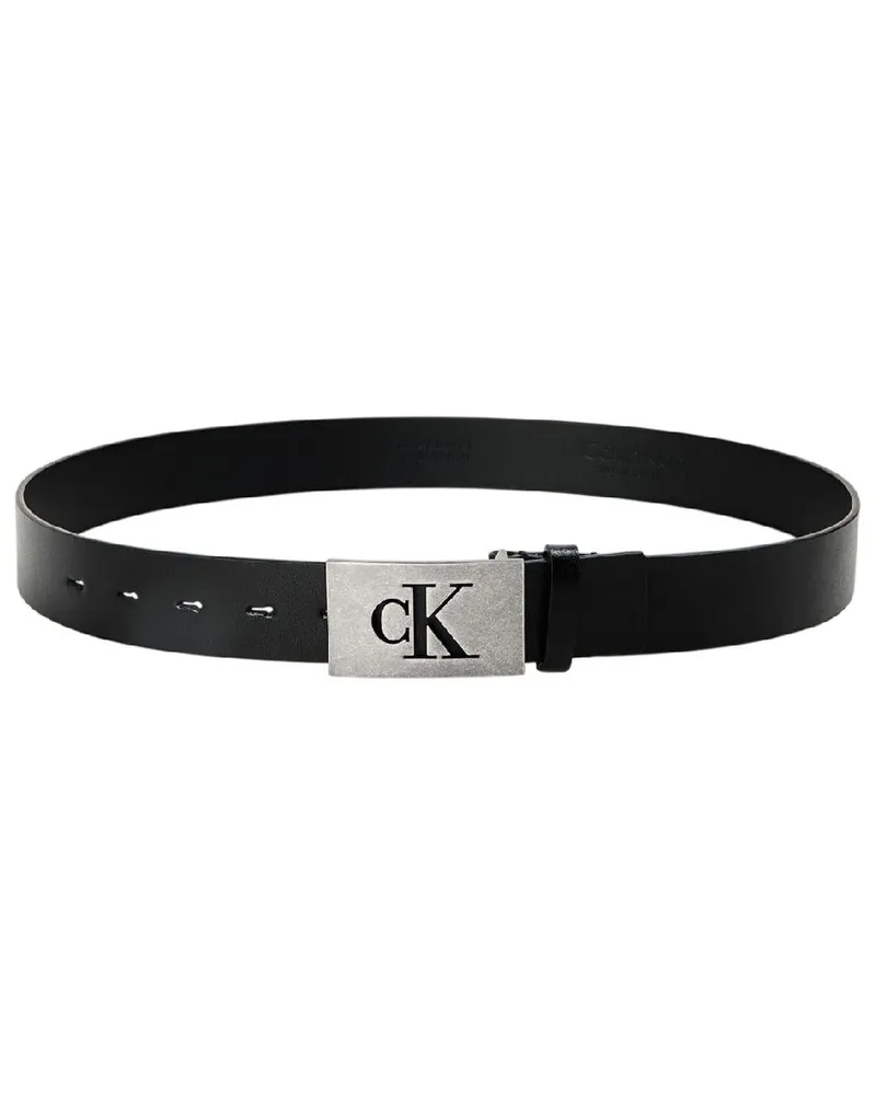 Calvin Klein Gürtel für Herren, Leder (Schwarz/Silber Schwarz