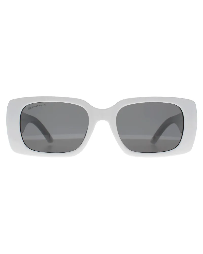 Montana Rectangle Womens Shiny White Smoke Polarized MP194 Weiß