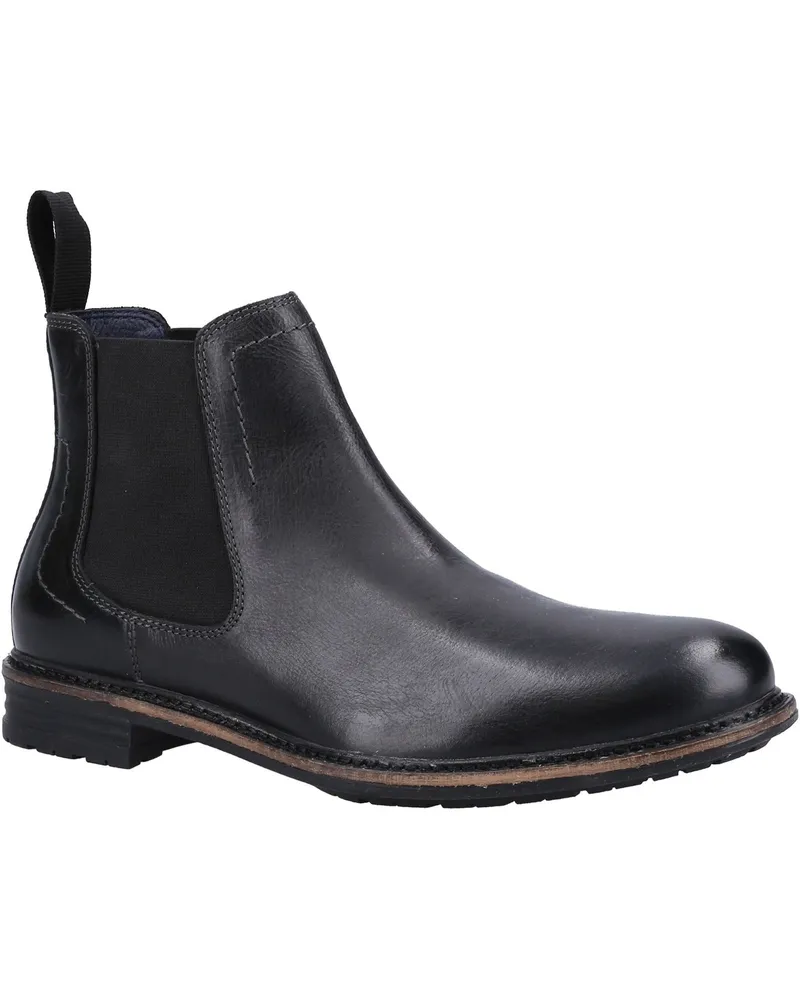 Hush Puppies Justin Chelsea Leder Herren Schwarz Stiefel Schwarz