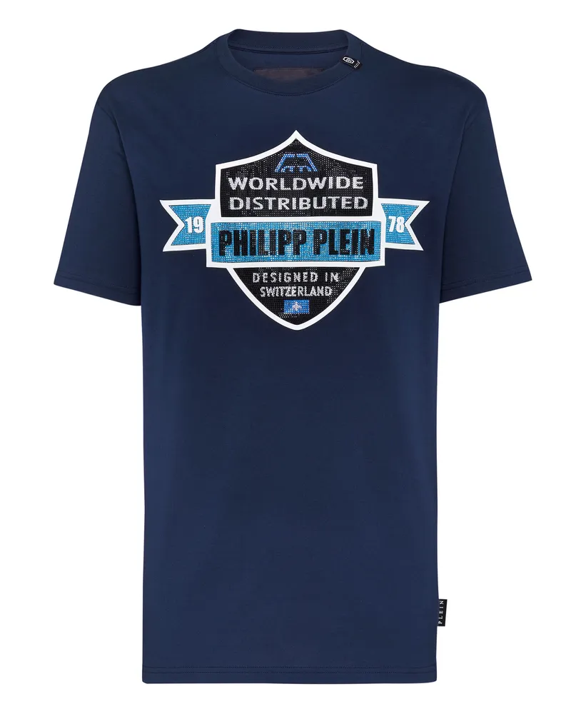 Philipp Plein T-Shirt mit Rundhalsausschnitt und Brustwappen - Dunkelblau Dunkelblau