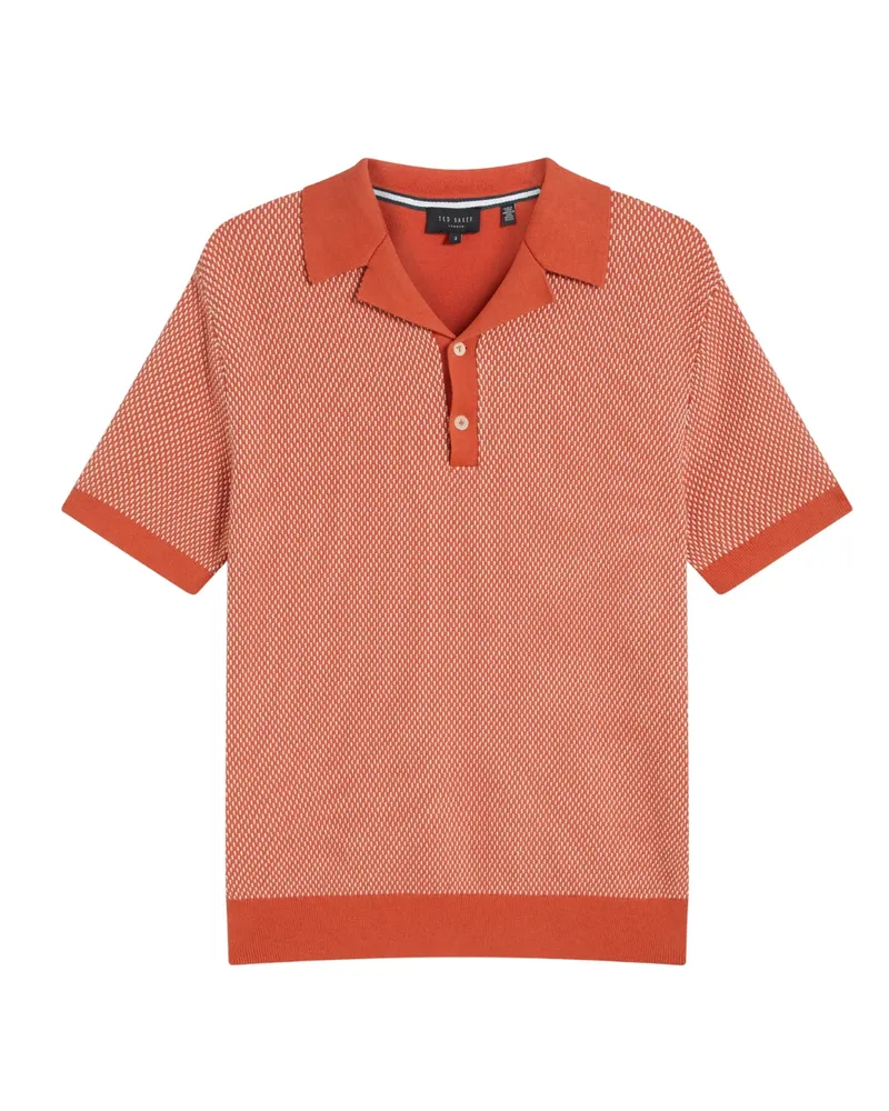 Ted Baker Gregry Small Stitch Red Knitted Polo Korallenrot