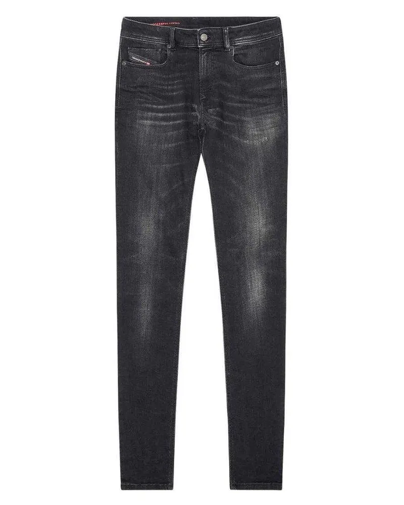 Diesel Herren Sleenker Zerstörte Denim Verstärkte Jeans (Schwarz Schwarz