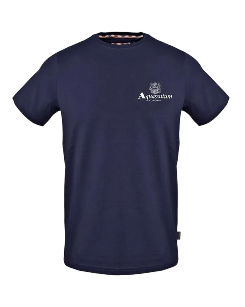 Aquascutum T-Shirt für Herren, Rundhalsausschnitt (Marine Marineblau
