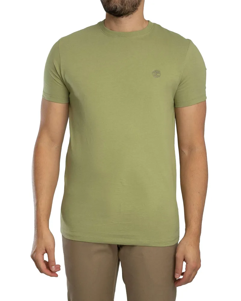 Timberland Slim Fit T-Shirt Mit Gesticktem Logo, Grün Grün