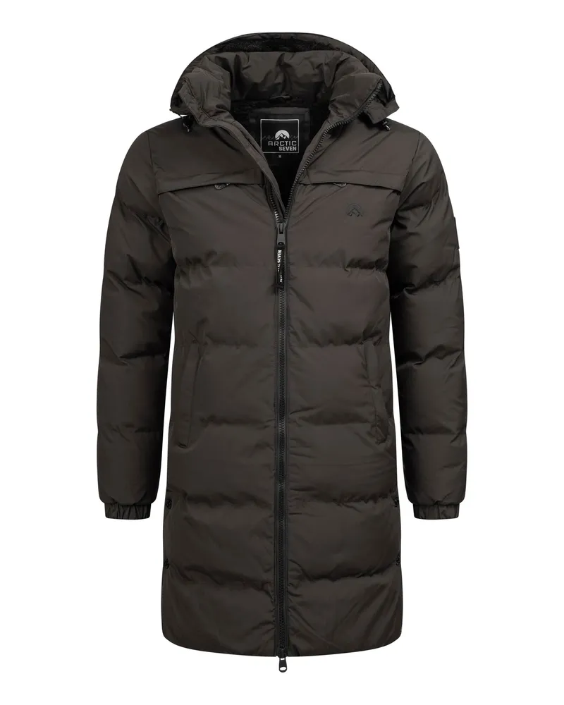 Arctic Seven Herren Winter Parka gesteppt Dunkelgrau Grau