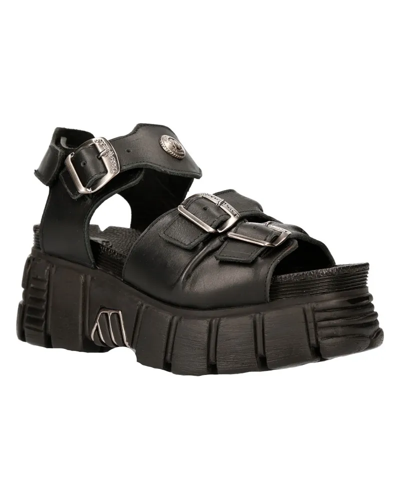New Rock Unisex Metallic Black Punk Sandal Boots - M-BIOS101-C2 Schwarz