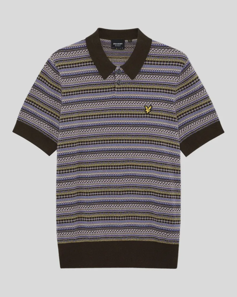 Lyle & Scott Fairisle Kurzarm-Poloshirt Schwarz