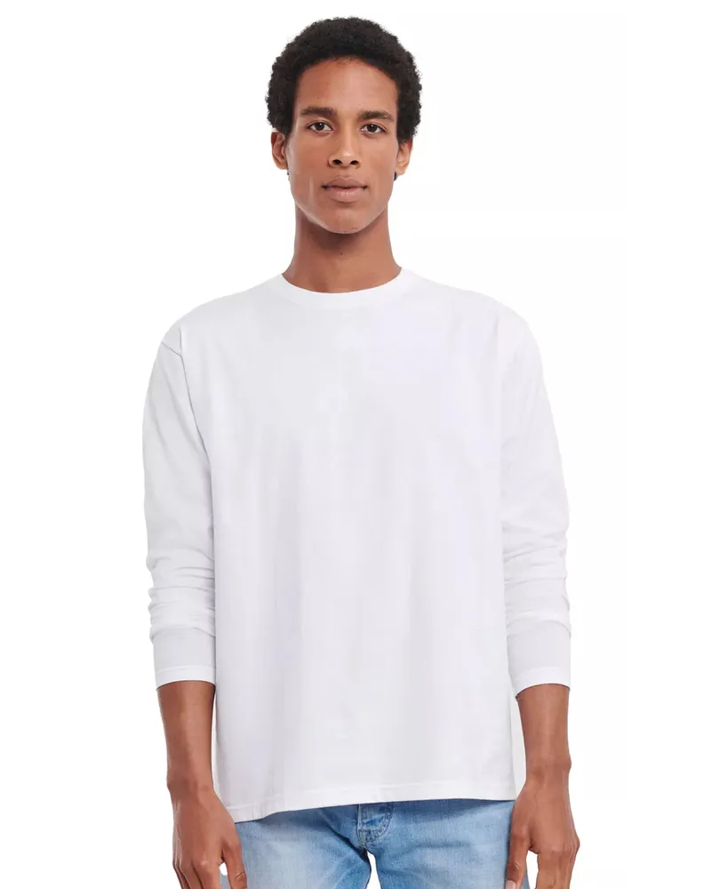 Russell Athletic Russell - "Classic" T-Shirt für Herren/Damen Unisex Langärmlig (Weiß Weiß