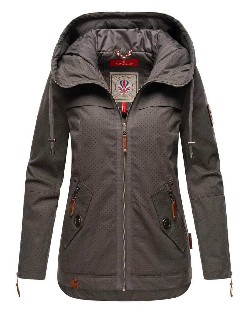 NAVAHOO Damen Übergangsjacke Wekoo – Leichte Baumwolljacke mit Kapuze Grau