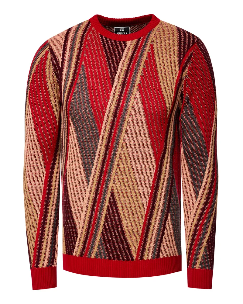 Rusty Neal Feinstrick-Colorblock-Rundhals-Pullover - Rot Rot