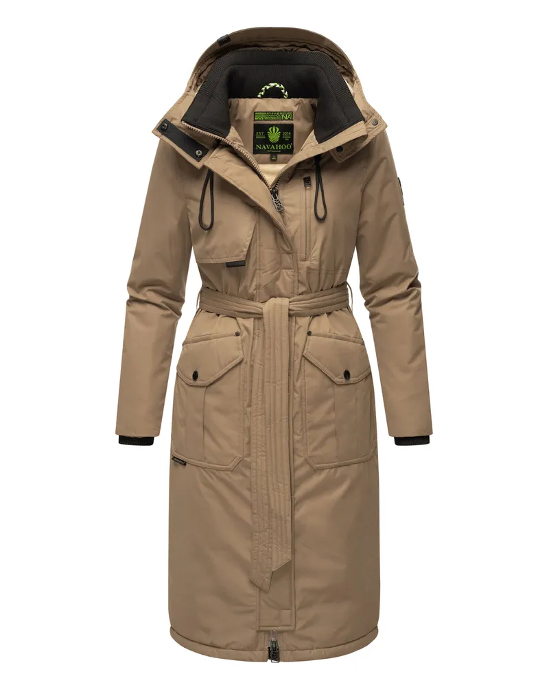NAVAHOO Hokulanii lange, leicht gefütterte Winterjacke für Damen - Beige Beige
