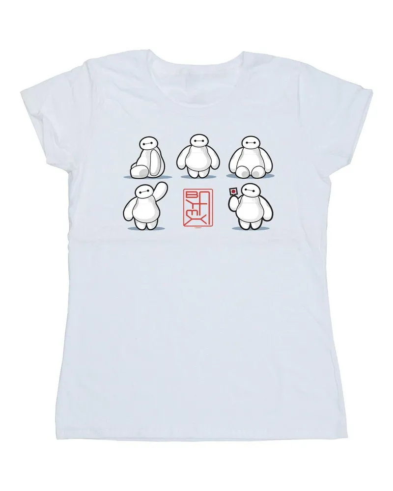 Disney Damen/Damen Big Hero 6 Baymax Viele Posen T-Shirt aus Baumwolle (Weiß Weiß