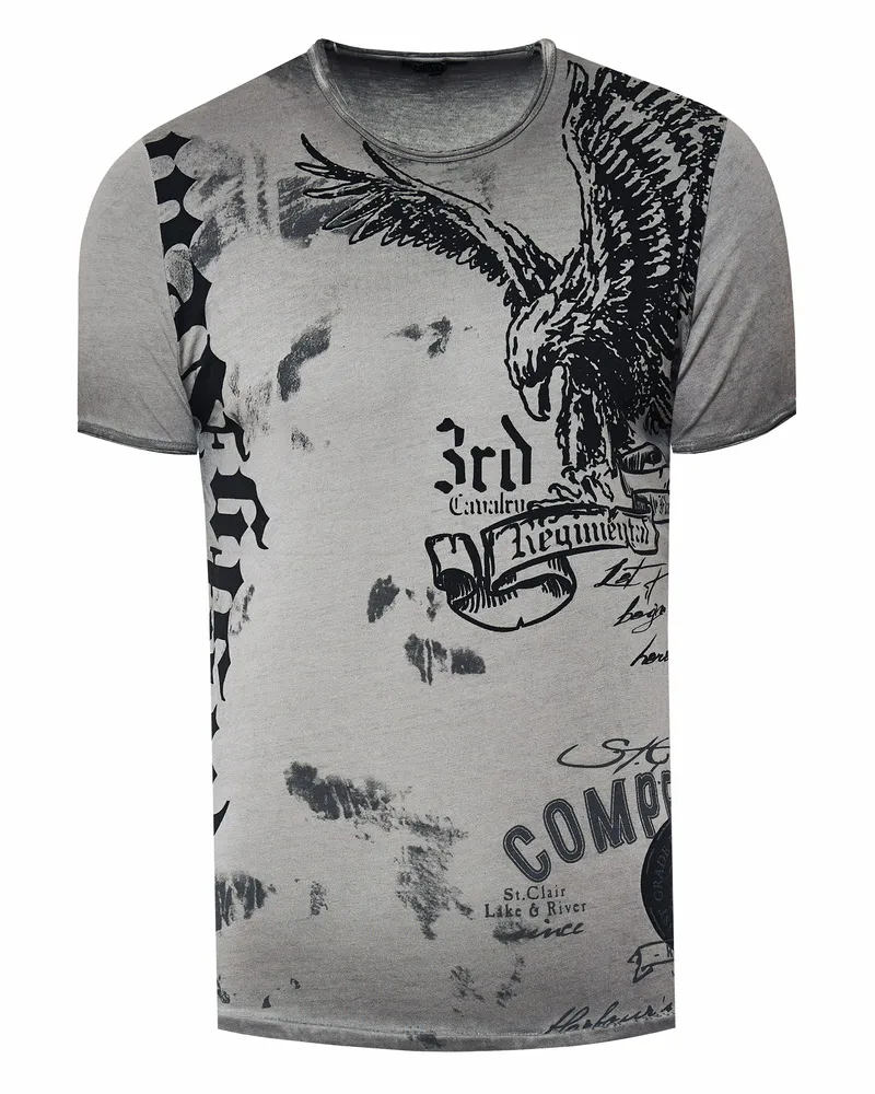 Rusty Neal T‑Shirt mit verwaschenem Finish und American Eagle Print - Dunkelgrau Dunkelgrau