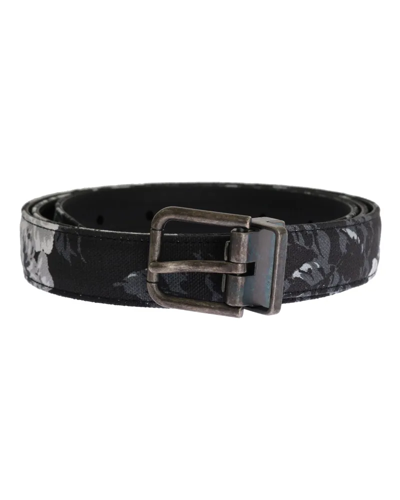 Dolce & Gabbana Ceinture en cuir de lin noir Caïman pour homme Mehrfarbig