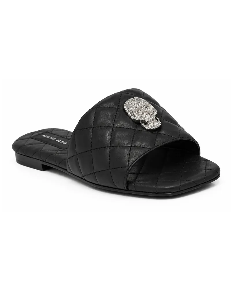 Philipp Plein Flache Sandalen mit Skull-Detail - Schwarz Schwarz