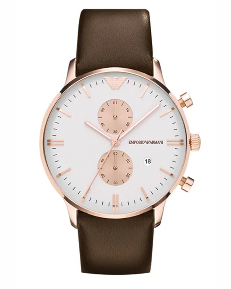 Emporio Armani Herren Chronograph Uhr AR0398 Roségold
