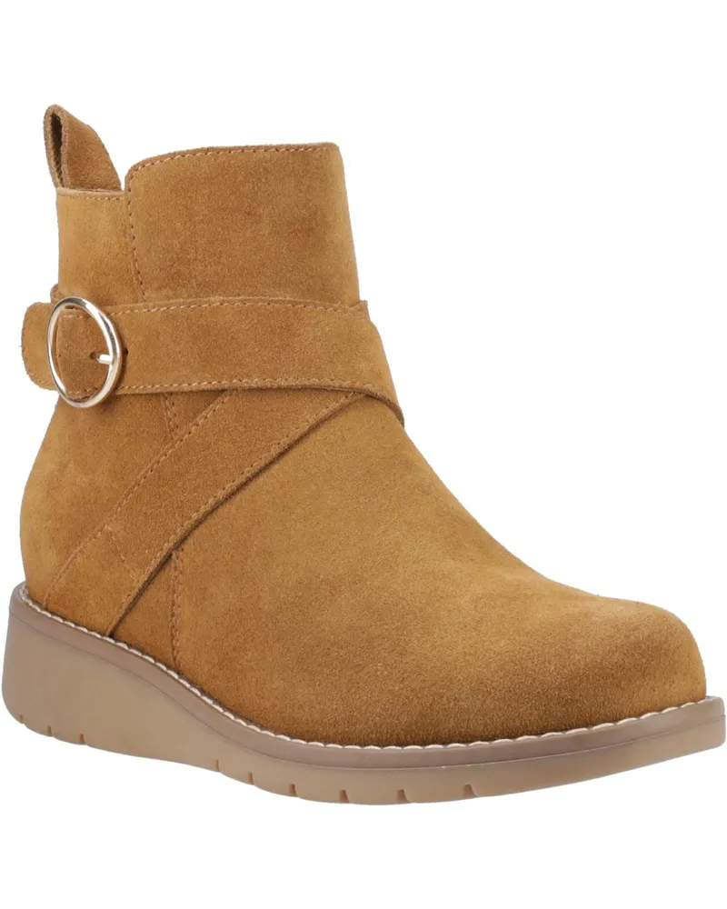 Hush Puppies Lyra Damen Winterstiefeletten aus Veloursleder in Tan Cognac