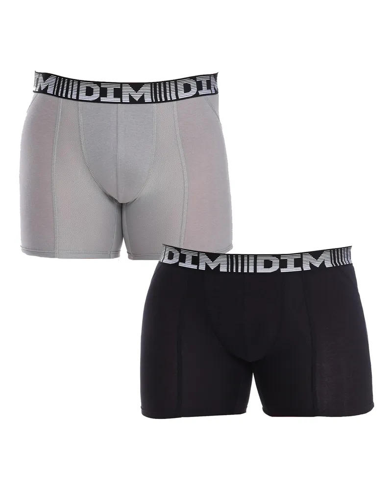 DIM Pack-2 Herren 3D Flex Air Cotton Long Boxershorts D01N2 Mehrfarbig