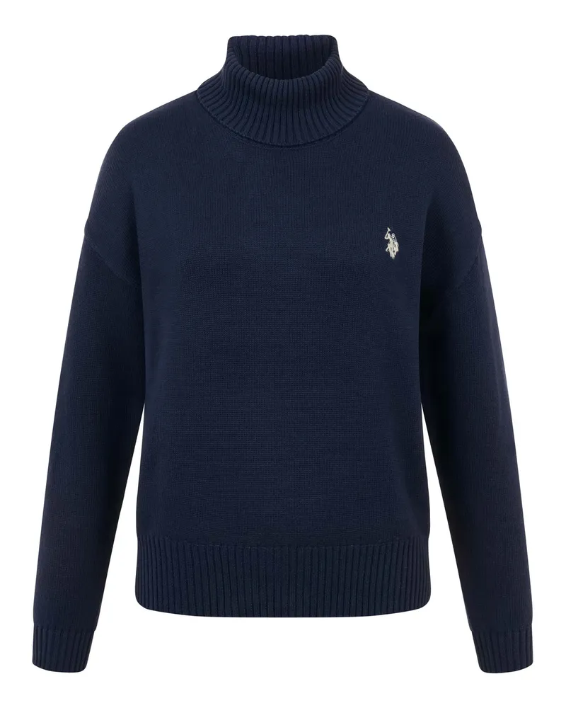 U.S. Polo Assn.  U POLO ASSN. Damen Rollkragenpullover – 100% Baumwolle mit Stickerei Blau