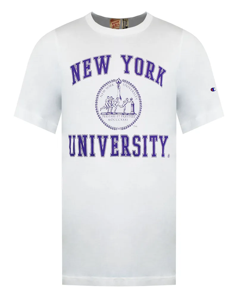 Champion New York University Herren Weißes T-Shirt Weiß