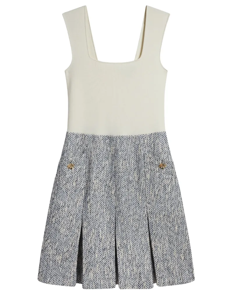 Ted Baker Ärmelloses Hellblaues Kleid Von  Vulpam Mit Strickoberteil Und Bouclé-finish Hellblau