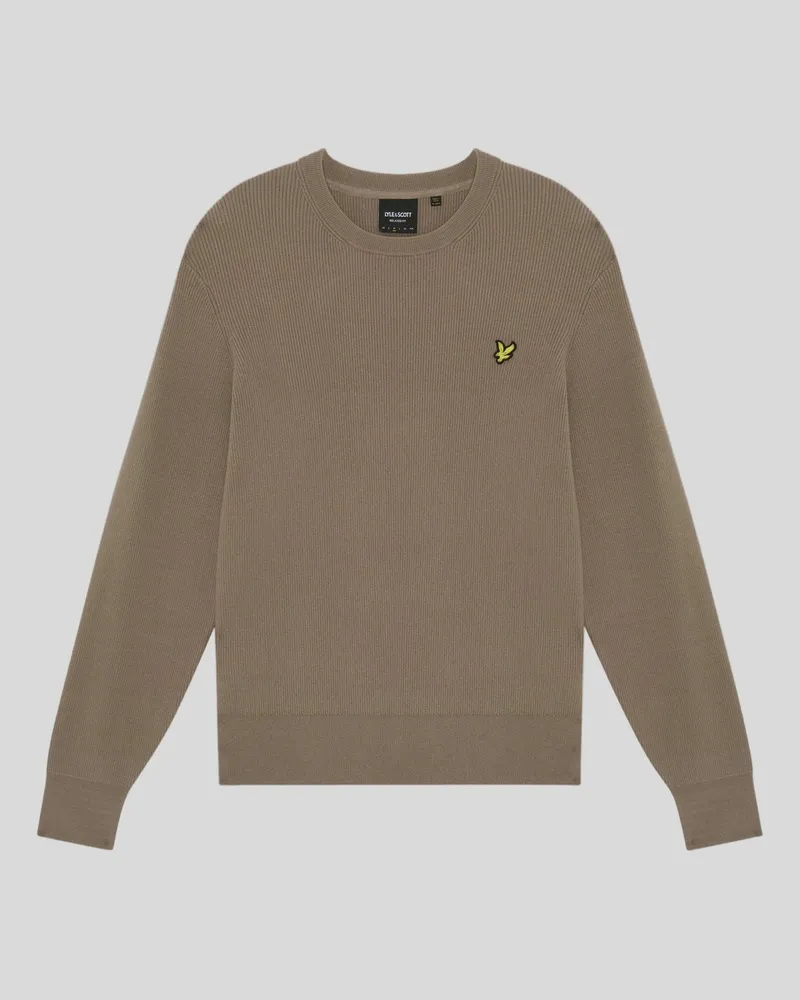 Lyle & Scott Relaxed Rippstrick-Rundhalspullover Braun