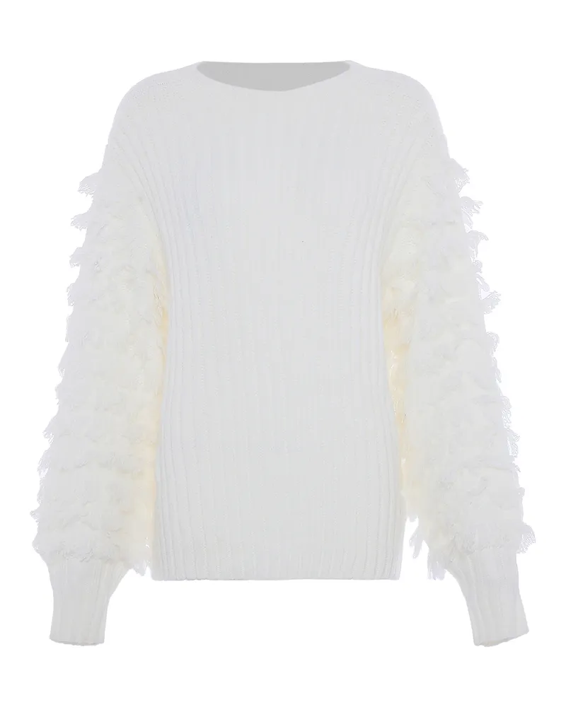 FAINA Pullover Damen Wollweiß Wollweiß
