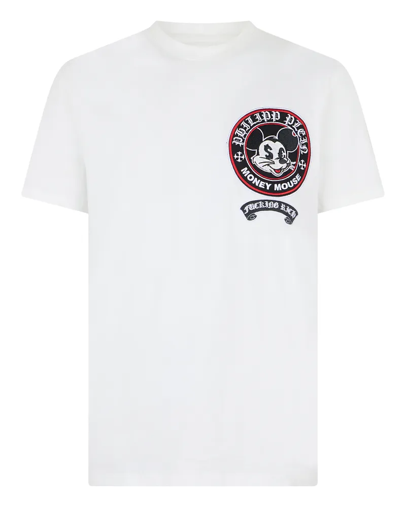 Philipp Plein Kurzarm-Rundhals-T-Shirt mit "Money"-Print - Weiß Weiß