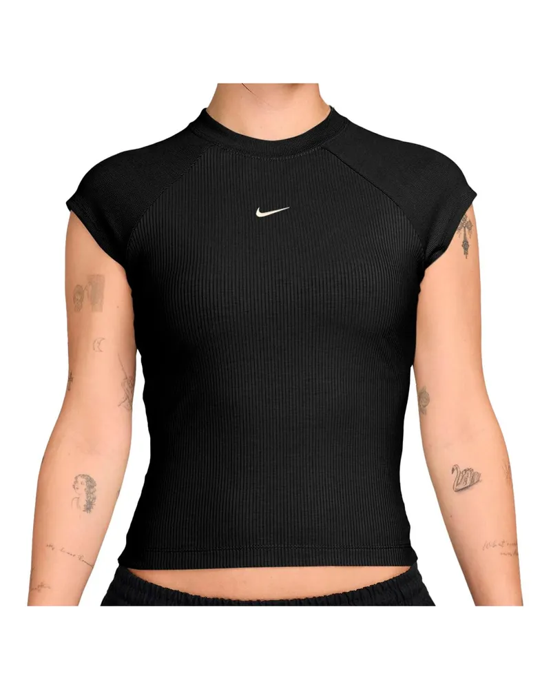 Nike W NSW CHILL KNIT RIB SS TOP Schwarz