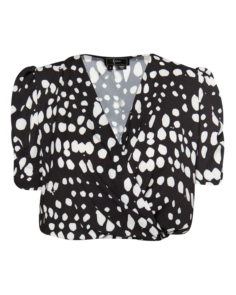 FAINA Bluse Damen schwarz weiss Schwarz