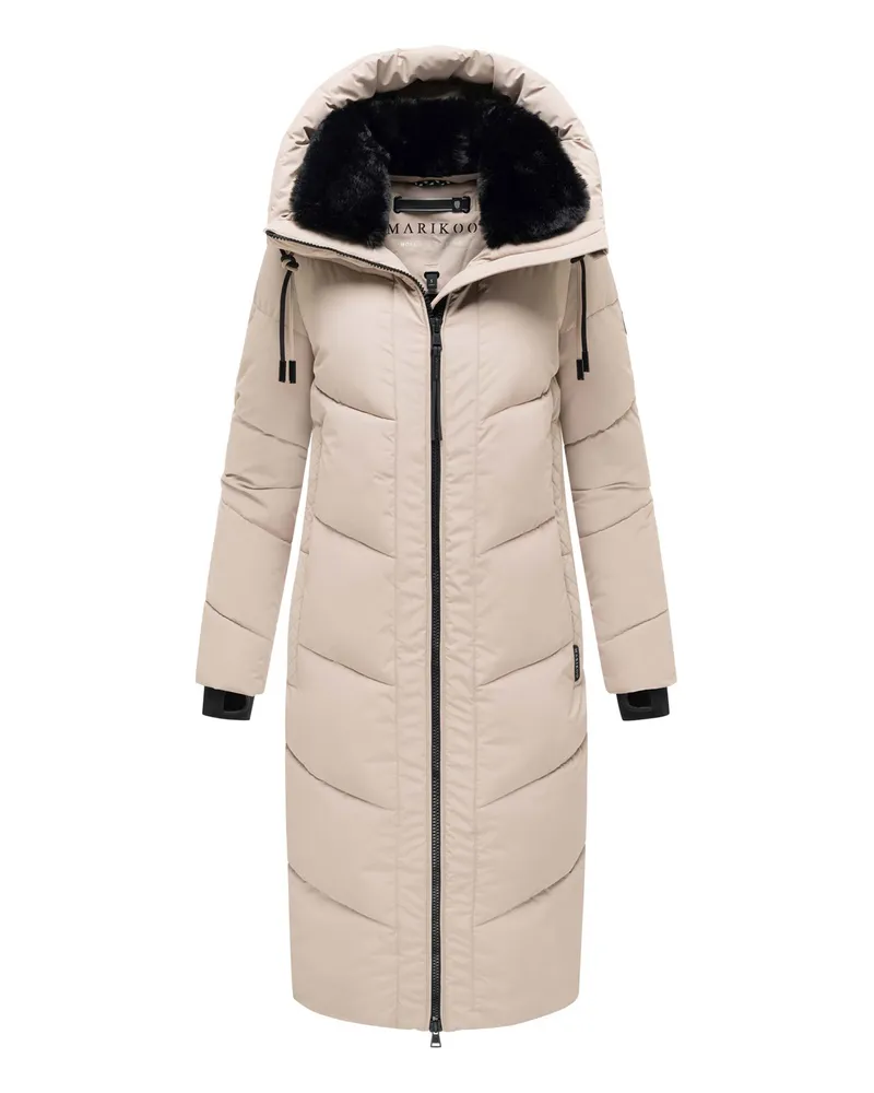 Marikoo Damen Winterjacke Nadaree – lang, warm & mit Kapuze Beige