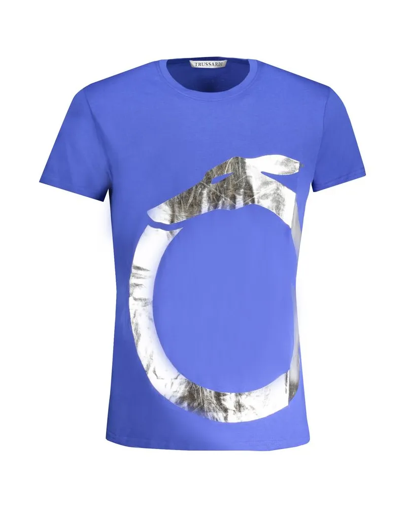 Trussardi Greyhound Logo Kurzarm-T-Shirt Mittelblau