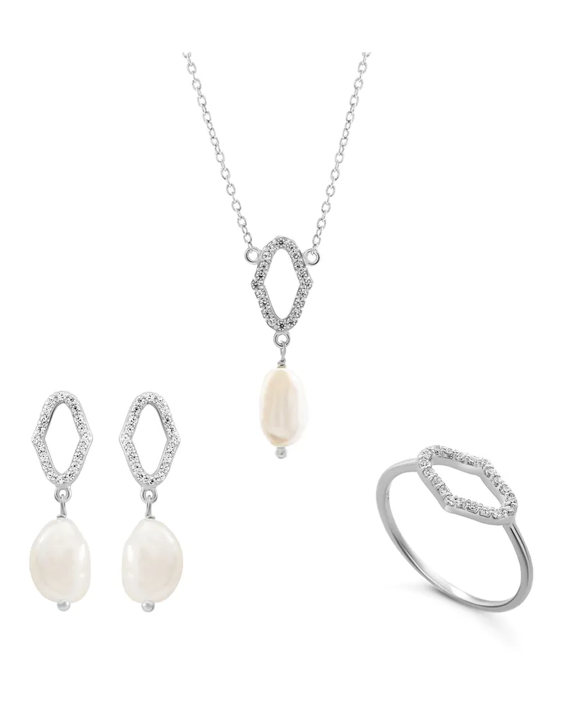 Orphelia Normandie' Damen 925 Sterling Silber Set: Halskette + Ohrringe + Ring - Silber SET-7574 Silber