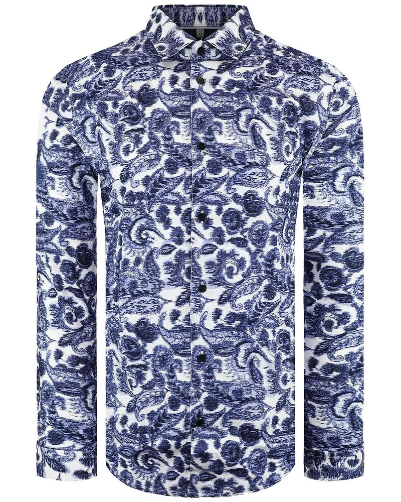 Ted Baker Uldale Mens White/Blue Petersiliehemd Weiß