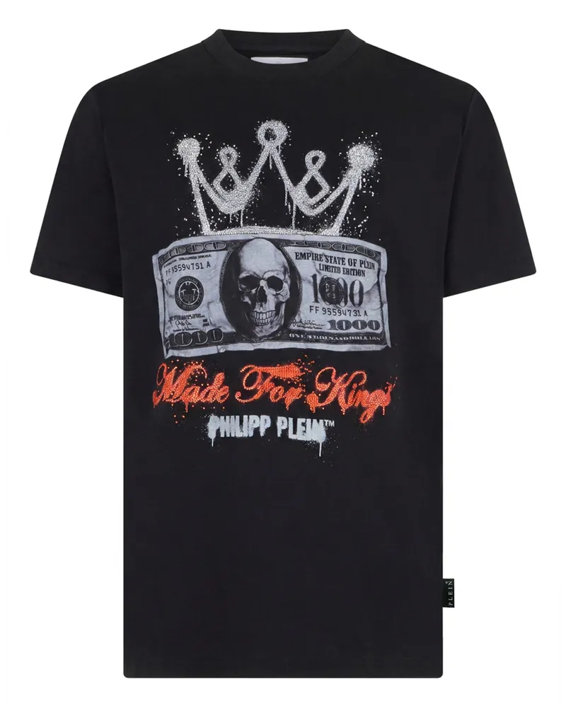 Philipp Plein Kurzarm-Rundhals-T-Shirt Schwarz