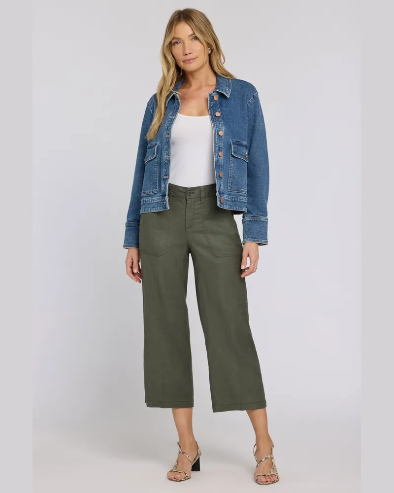 NYDJ not your daughter's Jeans  Weite Cargo-Capri-Hosen aus Stretch-Leinen Grün