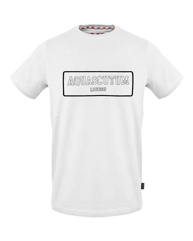 Aquascutum T-Shirt für Herren/Damen Unisex, Rundhalsausschnitt (Weiß Weiß