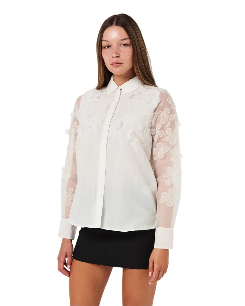 French Connection Hemd für Damen, 3D, Langärmlig (Weiß Weiß