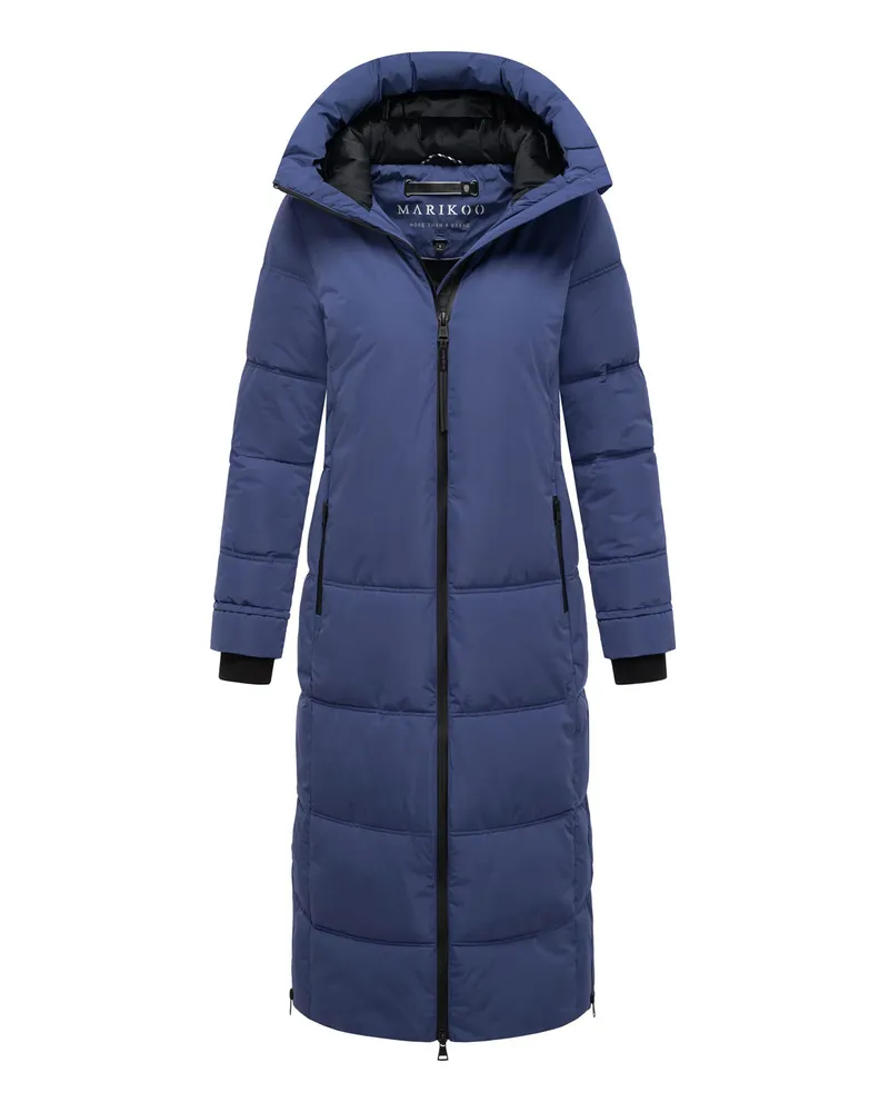 Marikoo Gesteppter Wintermantel Honiaa XVI mit Kapuze und Reißverschlusstaschen - Blau Blau
