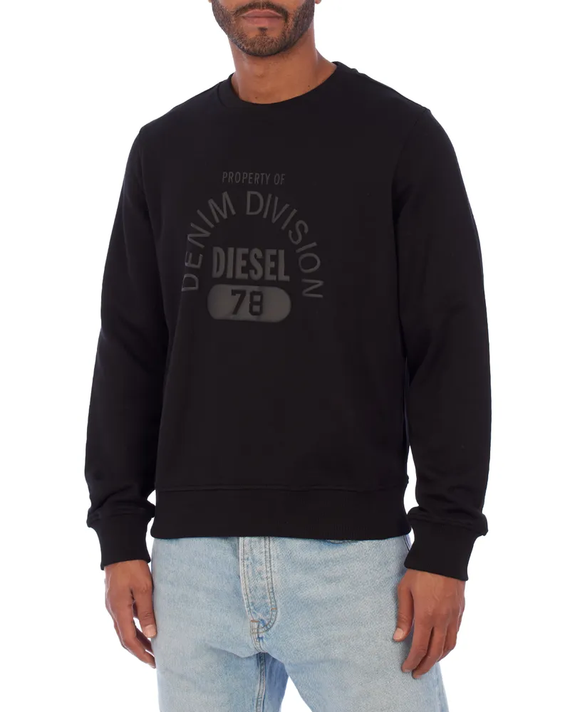 Diesel Bedrucktes Herren-Sweatshirt mit Rundhalsausschnitt A12242-2RIAJH Schwarz