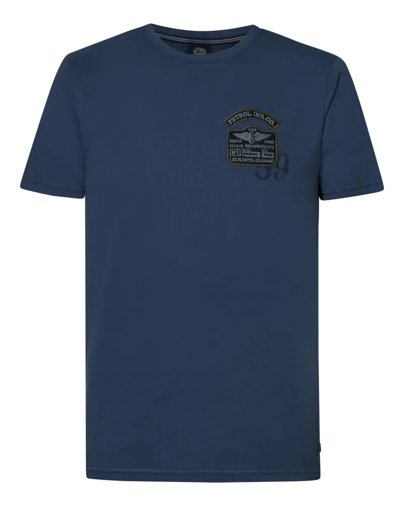 Petrol Industries Kunstwerk-T-Shirt Palmetto Männer - Blau Blau