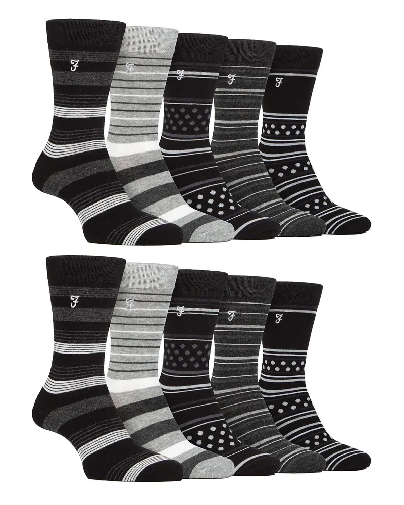 Farah 1920 Herren 10er-Pack Bambus-Socken - Mehrfarbig Mehrfarbig