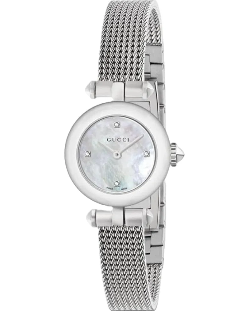 Gucci YA141512 Perlmutt Diamond Dot Dial Damenuhr Silber