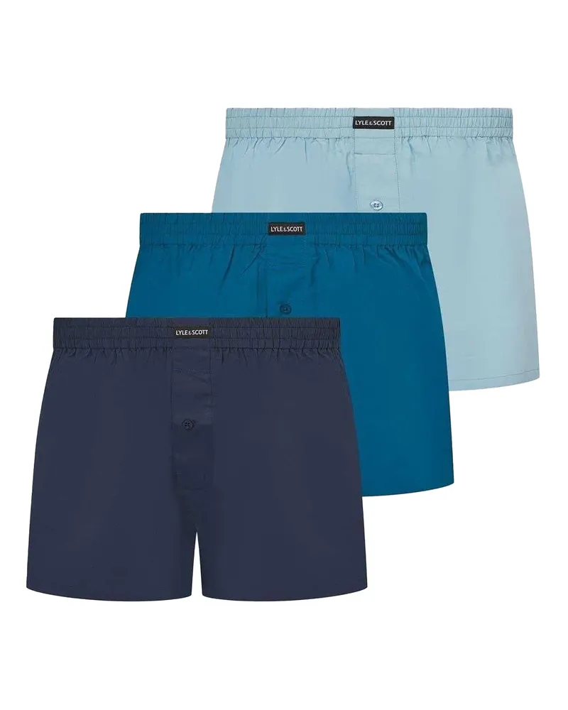 Lyle & Scott Boxershorts für Herren, Regulär (3er-Pack) (Blau Blau