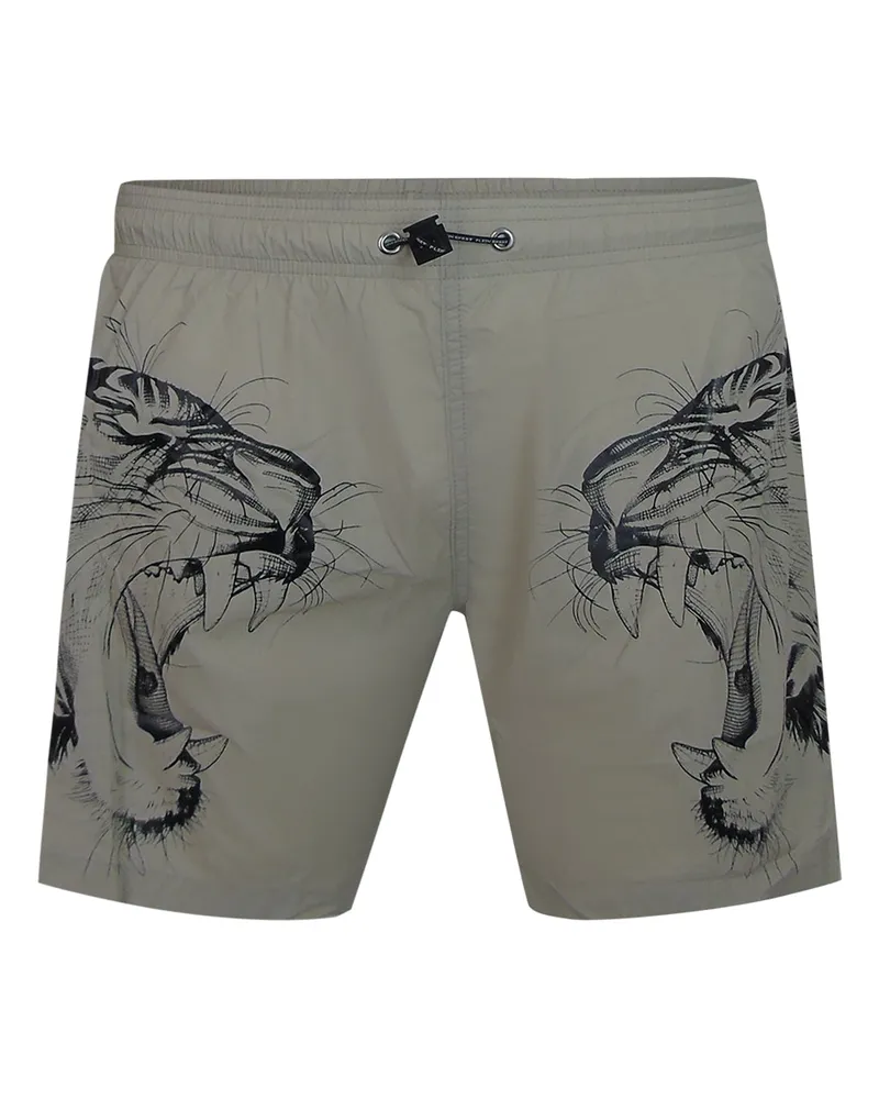 Philipp Plein Doppeltiger Badehose in Silber Silber